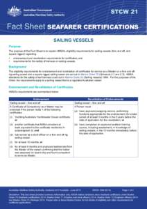 STCW 21  Fact Sheet SEAFARER CERTIFICATIONS SAILING VESSELS  Print this page