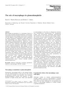 Nephrol Dial Transplant[removed]Suppl 5]: 3±7  The role of macrophages in glomerulonephritis David J. Nikolic-Paterson and Robert C. Atkins Department of Nephrology and Monash University Department of Medicine, Monas