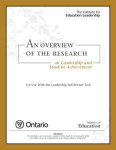 The Institute for Education Leadership AN OVERVIEW OF THE RESEARCH on Leadership and