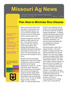 Missouri Ag News A Publication of University of Missouri Extension - Southeast Region V o l u m e 2 ,