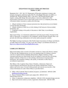 Consumer protection / Education / Academia / California Bureau for Private Postsecondary and Vocational Education / North Central Association of Colleges and Schools / Wisconsin / Edgewood College