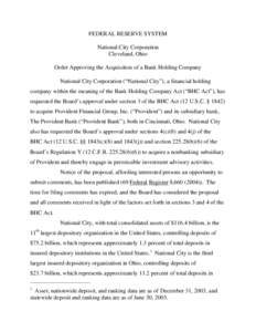 Mortgage industry of the United States / Community Reinvestment Act / Politics of the United States / National City Corp. / Law / Savings and loan association / Bank / Federal Reserve System / Title 12 of the United States Code / Financial institutions / United States federal banking legislation / Financial services