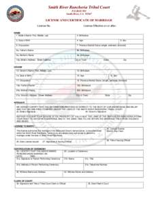 HOOPA VALLEY TRIBAL MARRIAGE LICENSE