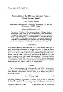 J. theor. Biol, Interpretation of the Difference Index as a Guide to Protein Sequence Identity ATHEL CORNISH-BOWDEN Department