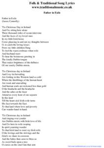 Folk & Traditional Song Lyrics - Father in Exile