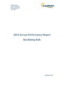 2013 Annual Performance Report Bundaberg Bulk October 2013  Table of Contents