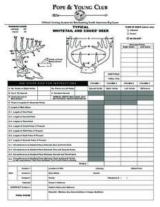 POPE & YOUNG CLUB Official Scoring System for Bowhunting North American Big Game MINIMUM SCORE whitetail 125 Coues’