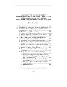 DOCTORING THE LAW OF NONPROFIT ASSOCIATIONS WITH A BAND-AID OR A BODY CAST: A LOOK AT THE 1996 AND 2008 UNIFORM