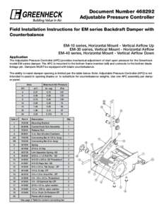 Document Number[removed]Adjustable Pressure Controller ®  Field Installation Instructions for EM series Backdraft Damper with