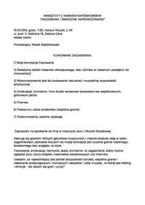 WARSZTATY Z MARKIEM NAPIÓRKOWSKIM “FRAZOWANIE I ŚWIADOME IMPROWIZOWANIE” , godz. 11:30, Instytut Muzyki, s. 04 ul. prof. Z. Szafrana 19, Zielona Góra wstęp wolny Prowadzący: Marek Napiórkowski