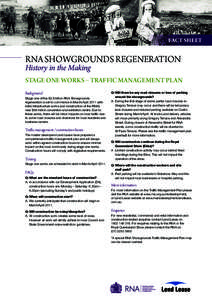 FACT SHEET  RNA SHOWGROUNDS REGENERATION History in the Making