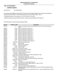 Alabama Department of Transportation Proposal Item Summary 043. STCOFFEE COUNTY Contract Time: