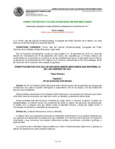 CONSTITUCIÓN POLÍTICA DE LOS ESTADOS UNIDOS MEXICANOS CÁMARA DE DIPUTADOS DEL H. CONGRESO DE LA UNIÓN Última Reforma DOFSecretaría General