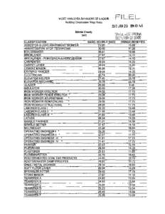 WEST VIRGINIA DNISION OF LABOR Building Construction Wage Rates -FIL~EL 2012 JAN 20 AH JQ: t.6