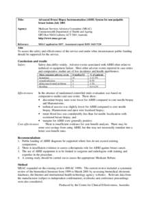 Title:  Advanced Breast Biopsy Instrumentation (ABBI) System for non-palpable breast lesions July[removed]Agency: