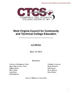 Directions to Stonewall Resort can be found on Page 5  West Virginia Council for Community and Technical College Education __________________________ AGENDA