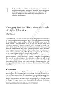 Changing How We Think About the Goals of Higher Education