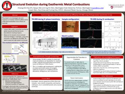 Structural Evolution during Exothermic Metal Combustions Choong-Shik Yoo (PI), Haoyan Wei and Jing-Yin Chen, Washington State University, Pullman, Washington () Guoyin Shen, Paul Chow and Yuming Xiao, HPCAT,