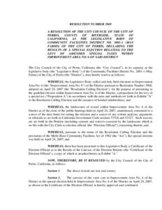 RESOLUTION NUMBER 3969 A RESOLUTION OF THE CITY COUNCIL OF THE CITY OF PERRIS, COUNTY OF RIVERSIDE,