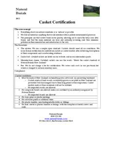 Natural Burials 2012 Casket Certification The core concept