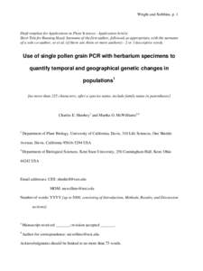 Draft template for Primer Notes and Protocols in the Plant Sciences