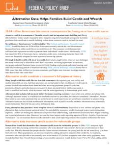 Credit bureau / Fair Credit Reporting Act / Political and Economic Research Council / Credit history / Credit score / Equifax / Experian / PRBC / Fair and Accurate Credit Transactions Act / Financial economics / Credit / Alternative data