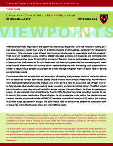 Harvard Project on International Climate Agreements viewpoints Creating a Climate Policy Review Mechanism by michael a. levi 1