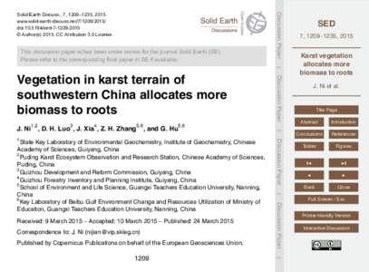 Habitats / Ecological succession / Ecosystems / Land management / Soil / Root / Biome / Forest / South China Karst / Systems ecology / Biology / Terminology