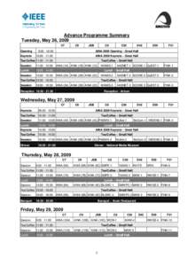 Advance Programme Summary Tuesday, May 26, 2009 C7 C9