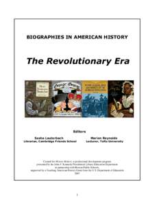 BIOGRAPHIES IN AMERICAN HISTORY  The Revolutionary Era An Annotated Bibliography for Elementary and Middle Grades