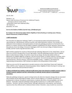 ASSOCIATION FOR MOLECULAR PATHOLOGY Education. Innovation & Improved Patient Care. Advocacy[removed]Rockville Pike. Bethesda, Maryland[removed]Tel: [removed] | Fax: [removed] | [removed] | www.amp.org  July 30, 2014