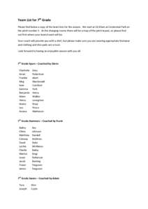 Microsoft Word - Team List for 7th Grade