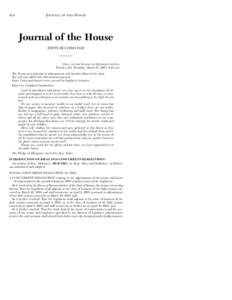 414  JOURNAL OF THE HOUSE Journal of the House FIFTY-SECOND DAY