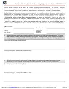 MWBE CERTIFICATION OF GOOD FAITH EFFORTS (CGFE) - REQUIRED FORM  M/WBE 400 (Revised[removed]CIO/OFT requires completion of this form to be submitted by Bidders/Contractors submitting a bid, proposal or proposed negotiated 