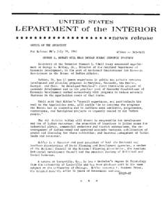 UNITED STATES  LEPARTMENT of the INTERIOR * * * * * * * *,* * * * * * * * * * * * *news