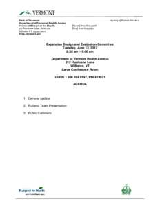 State of Vermont Department of Vermont Health Access Vermont Blueprint for Health 312 Hurricane Lane, Suite 201 Williston VT[removed]dvha.vermont.gov