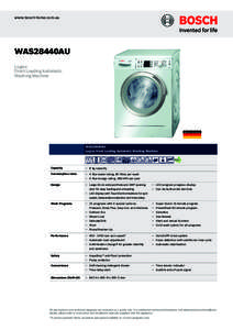 www.bosch-home.com.au  WAS28440AU Logixx Front Loading Automatic Washing Machine