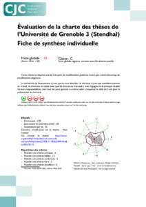 Évaluation de la charte des thèses de l’Université de Grenoble 3 (Stendhal) Fiche de synthèse individuelle Note globale : -10 (Entre -20 et +20)