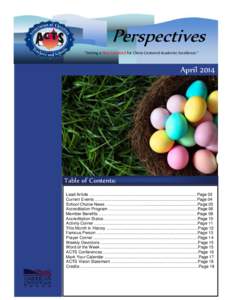 Perspectives “Setting a New Standard for Christ-Centered Academic Excellence.” April[removed]Table of Contents: