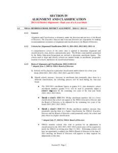 SECTION IV ALIGNMENT AND CLASSIFICATION[removed]District Alignments - final year of a 4 year block 4.1  NMAA MEMBER SCHOOL DISTRICT ALIGNMENT[removed]-14