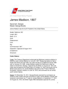 Watercraft / United States / Cutter / War / James Madison / Gallatin / Madison / USRC James C. Dobbin / USRC Active / United States Coast Guard / Military history of the United States / United States Revenue Cutter Service