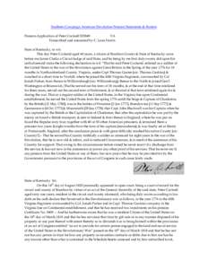 Southern Campaign American Revolution Pension Statements & Rosters Pension Application of Peter Cockrell S35849 VA Transcribed and annotated by C. Leon Harris State of Kentucky, to wit. This day Peter Cockerel aged 60 ye