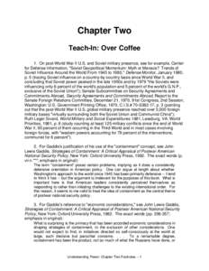 Chapter Two Teach-In: Over Coffee 1. On post-World War II U.S. and Soviet military presence, see for example, Center for Defense Information, 