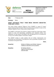 MEDIA STATEMENT Date: 7 February 2015