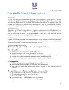 Sustainable Palm Oil Sourcing Policy - November 2013