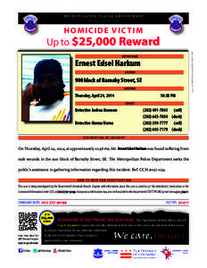 METROPOLITAN POLICE DEPARTMENT WASHINGTON, DC HOMICIDE VICTIM[removed]HOMICIDES/2014/HARKUM_ERNEST.PDF