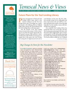 Temescal News & Views The voice of North Oakland’s Temescal neighborhood September/ OctoberFuture Plans for the Tool Lending Library