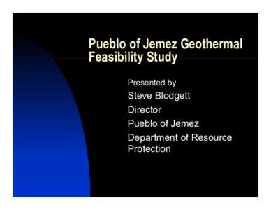 Pueblo of Jemez Geothermal Feasibility Study