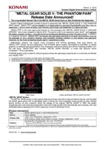 METAL GEAR SOLID V: THE PHANTOM PAIN PRESS RELEASE[removed]ENGLISH