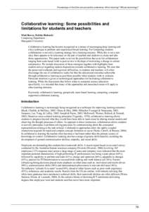 Computer-supported collaborative learning / Collaborative learning / E-learning / Situated learning / Learning community / Mobile Computer Supported Collaborative Learning / Assessment in computer-supported collaborative learning / Education / Educational psychology / Cooperative learning